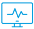 A computer monitor with an ekg line on it.