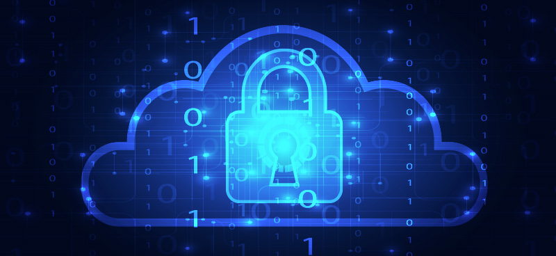 A padlock is shown on top of the cloud.